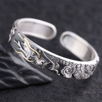 Bracelet de protection en argent sterling 999, symbole de la force du dragon, de KarmaRipple
