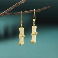 Boucles d'oreilles pendantes en argent sterling 925, jade Hetian, chrysobéryl, œil de chat, agate rouge, bambou, fortune, de KarmaRipple
