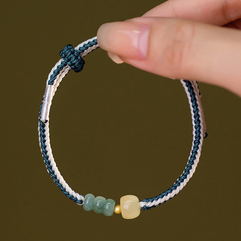 KarmaRipple's 925 Sterling Silver Hetian Jade Bead Abundance Woven Rope Bracelet p11
