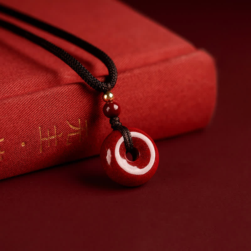 KarmaRipple's Cinnabar Peace Buckle Calm Blessing Pendant Necklace p1