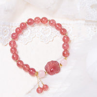Bracelet d'amour en forme de patte de chat porte-bonheur en quartz rose et pierre précieuse authentique de KarmaRipple