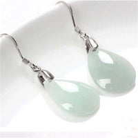 Boucles d'oreilles pendantes en argent sterling 925 et jade, motif goutte d'eau, de KarmaRipple