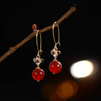 Boucles d'oreilles en argent sterling 925 avec perles en agate rouge de KarmaRipple