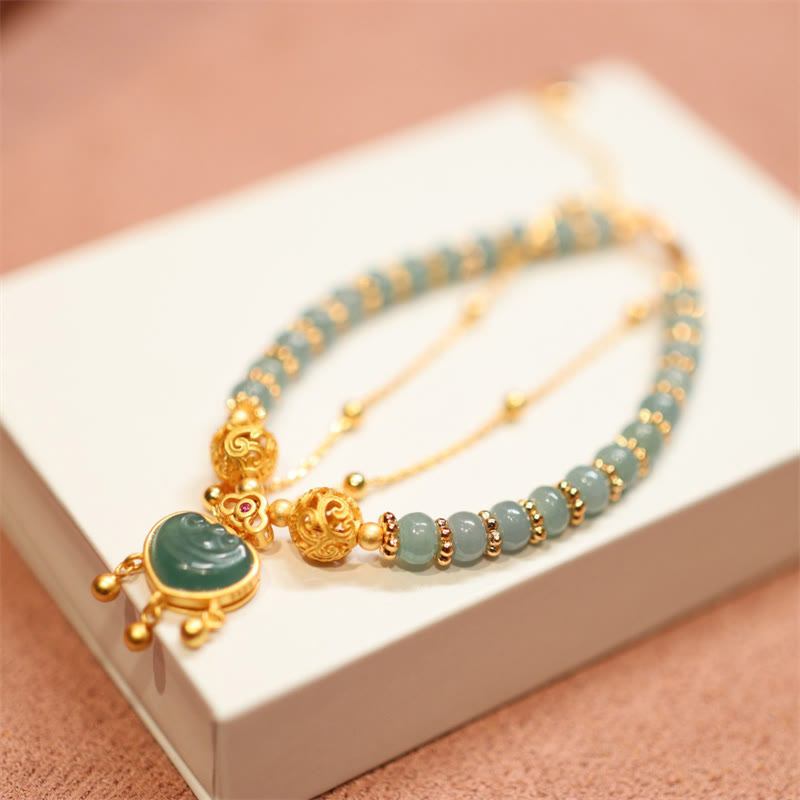 KarmaRipple's 925 Sterling Silver Authentic Jade Chalcedony Lock of Good Wishes Fortune Pendant Necklace Bangle Bracelet p13