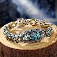 Bracelet de protection rotatif tibétain à neuf yeux Dzi Om Mani Padme Hum Turquoise de KarmaRipple
