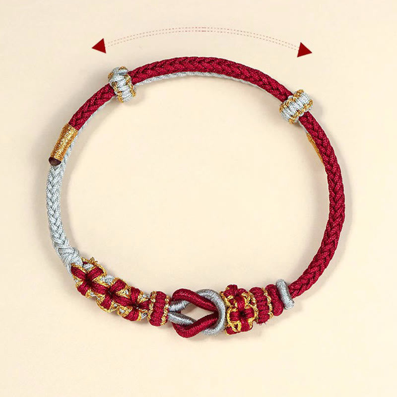 KarmaRipple's Handmade Peach Blossom Weave Eight Thread Peace Weave Fortune Protection Bracelet p11