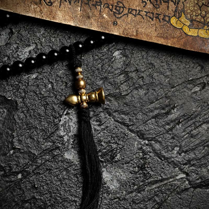 KarmaRipple's Tibetan 108 Mala Beadwork Black Onyx Tiger Eye Beadwork Nine Palaces Bagua Protection Bracelet p9