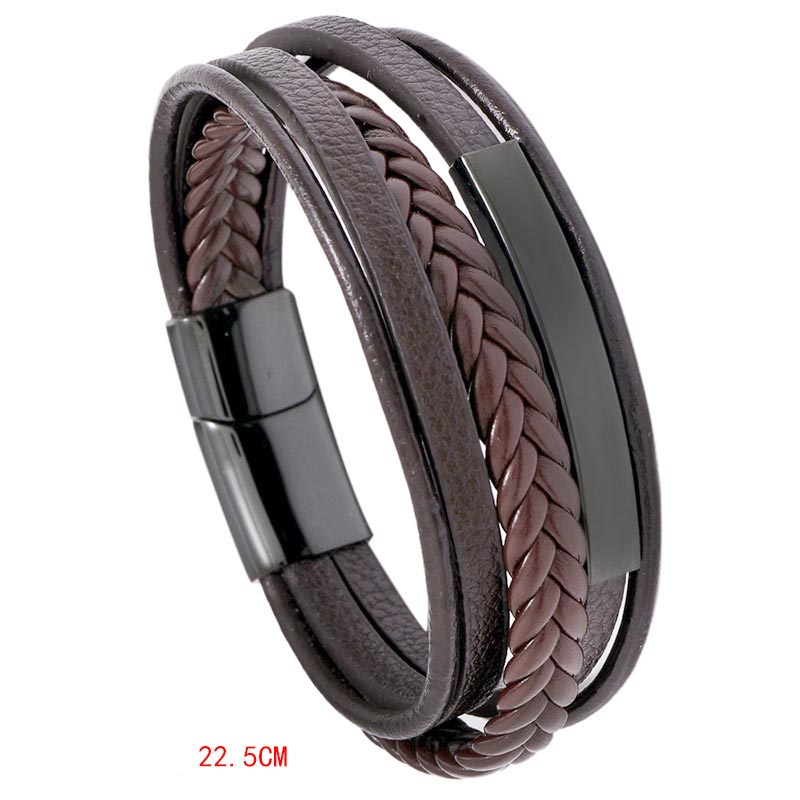 KarmaRipple's Simple Design Titanium Steel Leather Fortune Bracelet p15