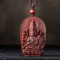 Collier avec pendentif en forme de lotus et de bois de santal rouge, petite feuille, symbole du zodiaque chinois de KarmaRipple