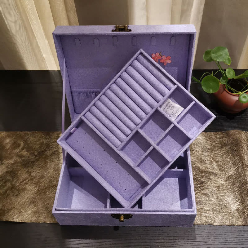 KarmaRipple's Purple Phoenix Jewelry Box Organizer Two-Layer Jewelry Storage Box Flannel Box p3