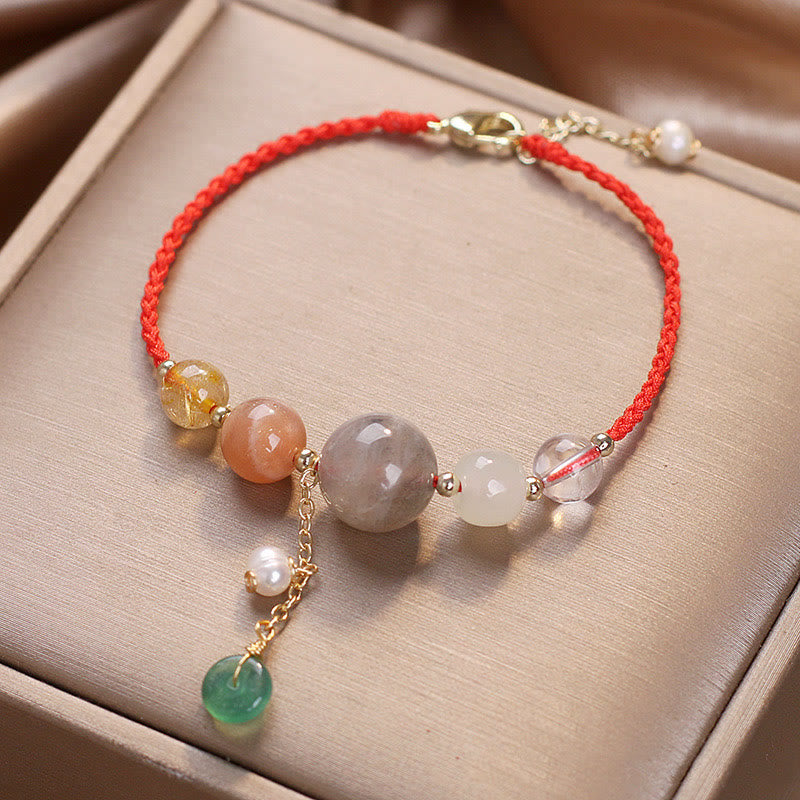 KarmaRipple's Moonstone Sunstone Beadwork Peace Buckle Talisman Balancing Bracelet p7