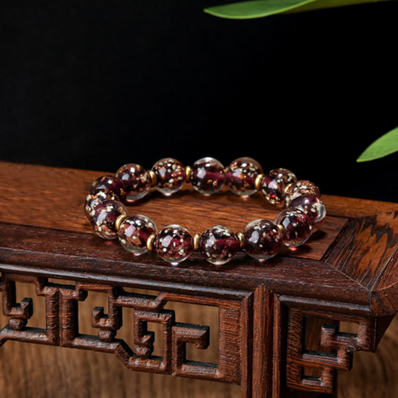 KarmaRipple's Gold Swallowing Beast Family Talisman Luminous Fluorescent Liuli Glass Bead Success Bracelet p54