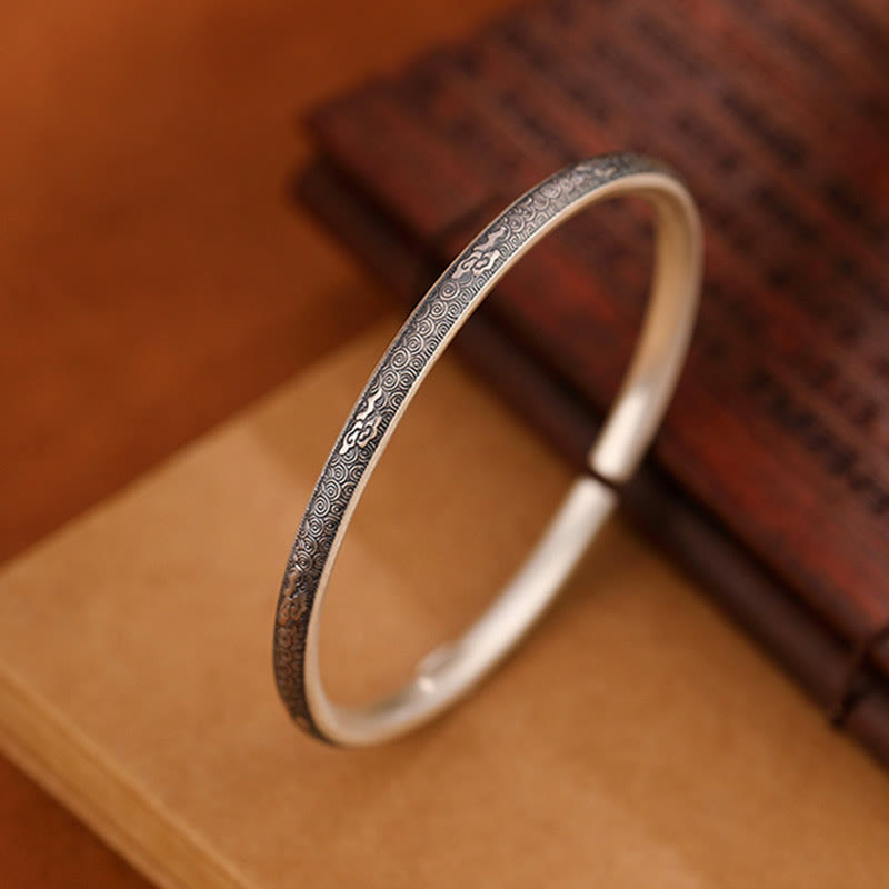 KarmaRipple's Vintage 999 Sterling Silver Auspicious Clouds Design Fortune Bracelet Bangle p4