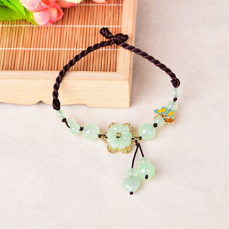 KarmaRipple's Flower Jade Butterfly Fortune Abundance Talisman Anklet p4