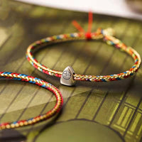 Bracelet tissé à la main en argent sterling 925 avec motif Zongzi et personnage Fu de KarmaRipple, corde multicolore, porte-bonheur