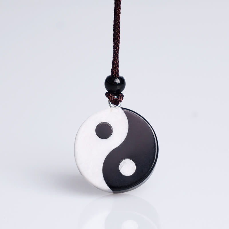 KarmaRipple's Authentic Black Obsidian Ivory Turquoise Yin Yang Fulfilment Strength Pendant Necklace p6