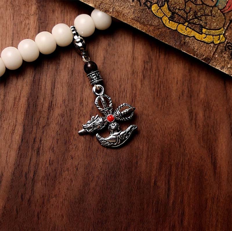 KarmaRipple's Tibet 108 Mala Beadwork Bodhi Seed Bagua Vajra Dzi Bead Gray Agate Wealth Bracelet p5