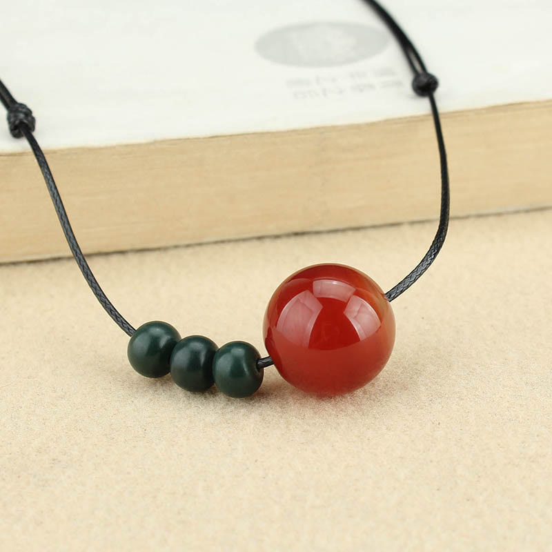 KarmaRipple's Red Agate Green Aventurine Green Bodhi Seed Bead Calm Leather Rope Pendant Necklace p2
