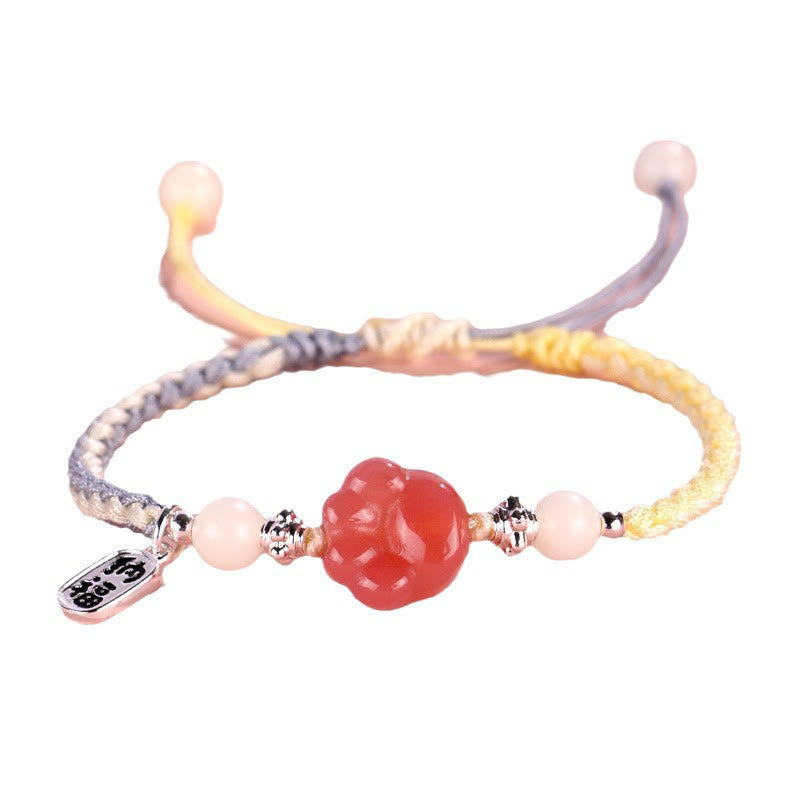 KarmaRipple's Yanyuan Agate Cat Claw Paw Ivory Bodhi Seed Fu Character Positive Woven Rope Bracelet p9