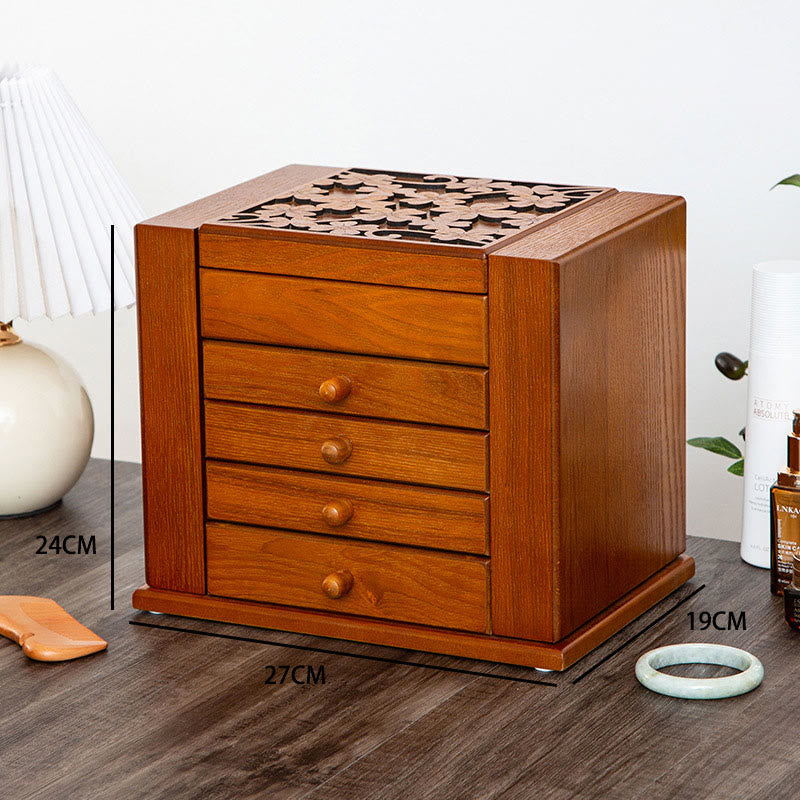 KarmaRipple's Vintage Large Capacity Wooden Jewelry Box Jewelry Storage Box With Mirror p3