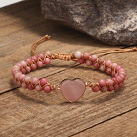 Bracelet d'équilibrage authentique en rhodonite Love Heart de KarmaRipple