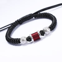 Bracelet en argent sterling 999 avec perles en bronze et cordon tissé en équilibre en bronze de KarmaRipple