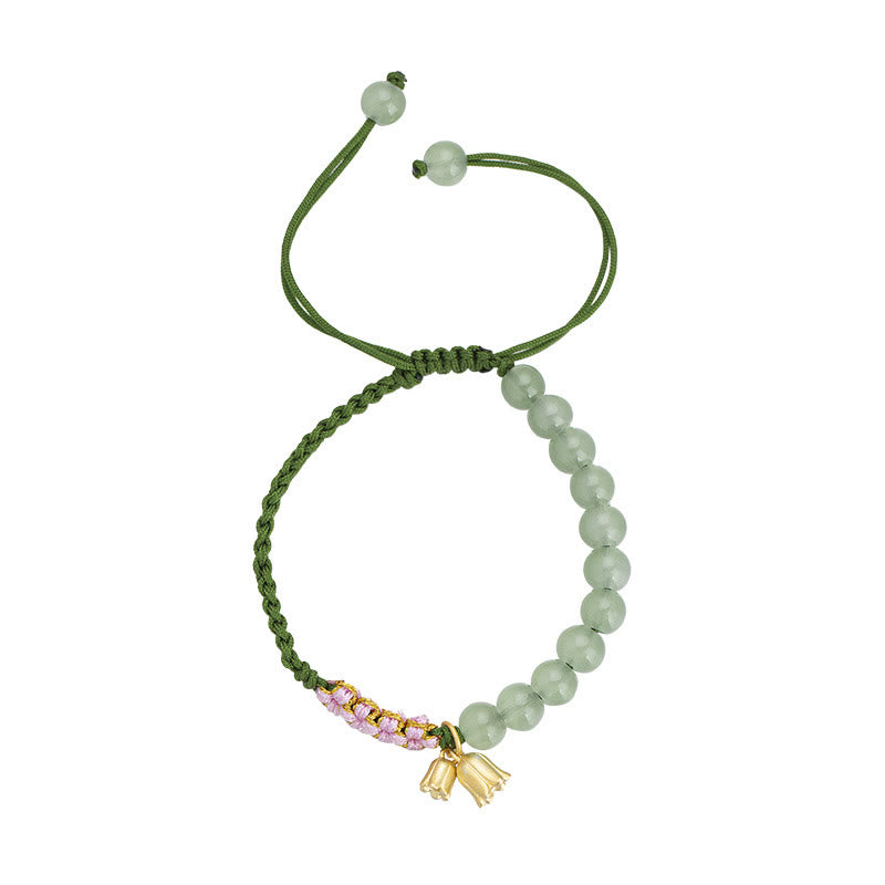 KarmaRipple's Handmade Jade Bead Lily of the Valley Talisman Fortune Woven Bracelet p10
