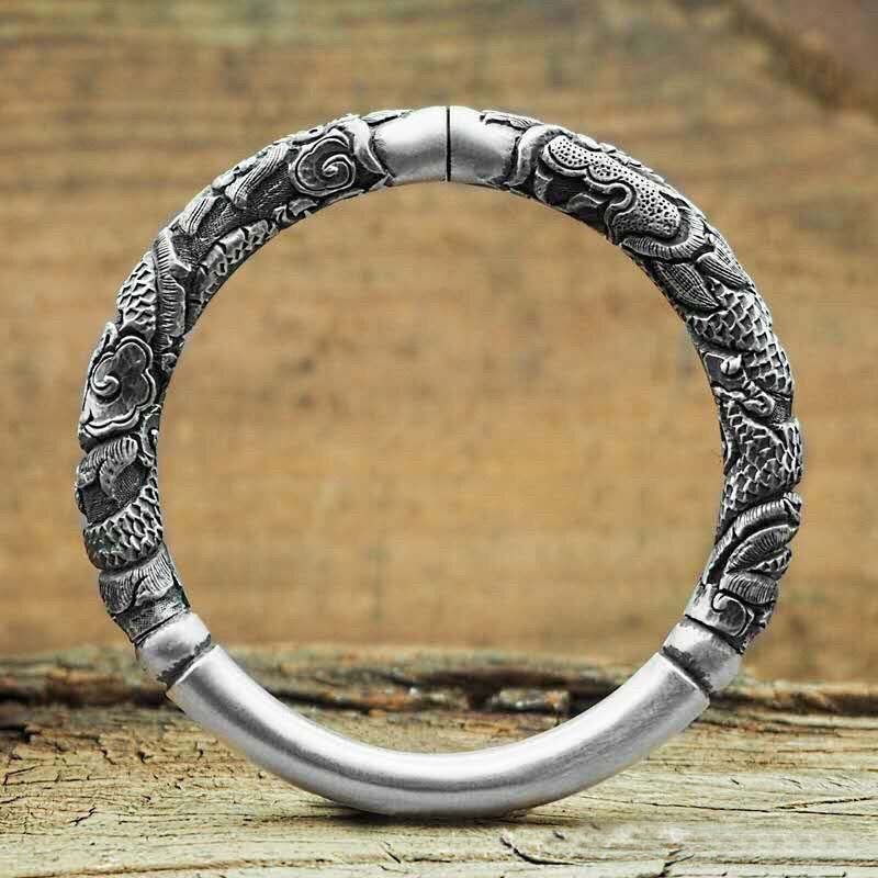 KarmaRipple's Dragon Auspicious Clouds Fortune Protection Bracelet Adjustable Bangle p8