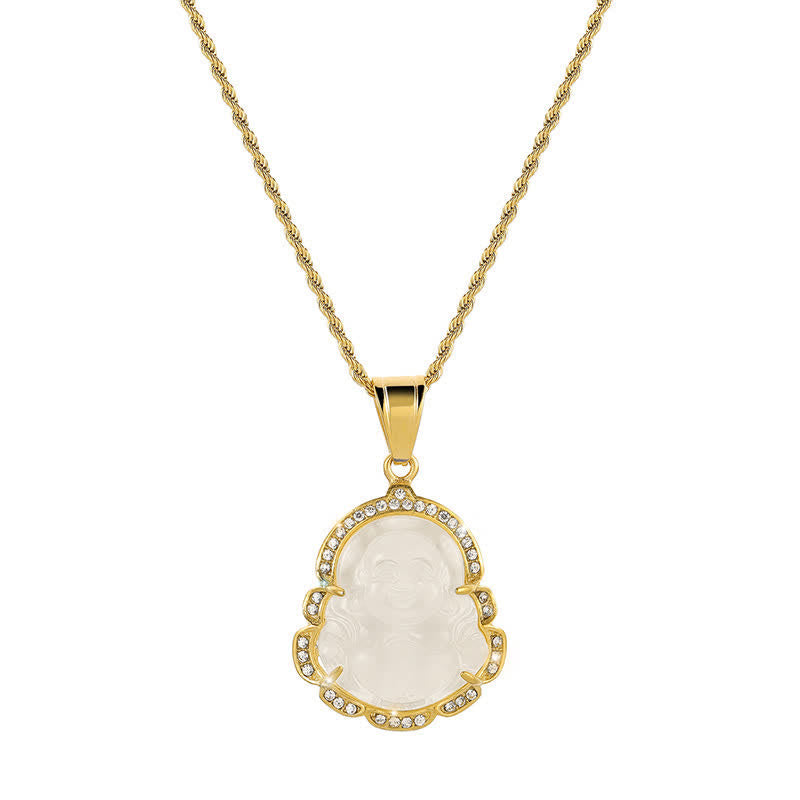 KarmaRipple's 18K Gold Filled Laughing Buddha Jade Fortune Pendant Chain Necklace p23