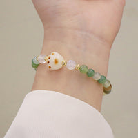 Bracelet de soutien pour patte de chat en agate verte et pierre de soleil œil de chat, graine de Bodhi de KarmaRipple