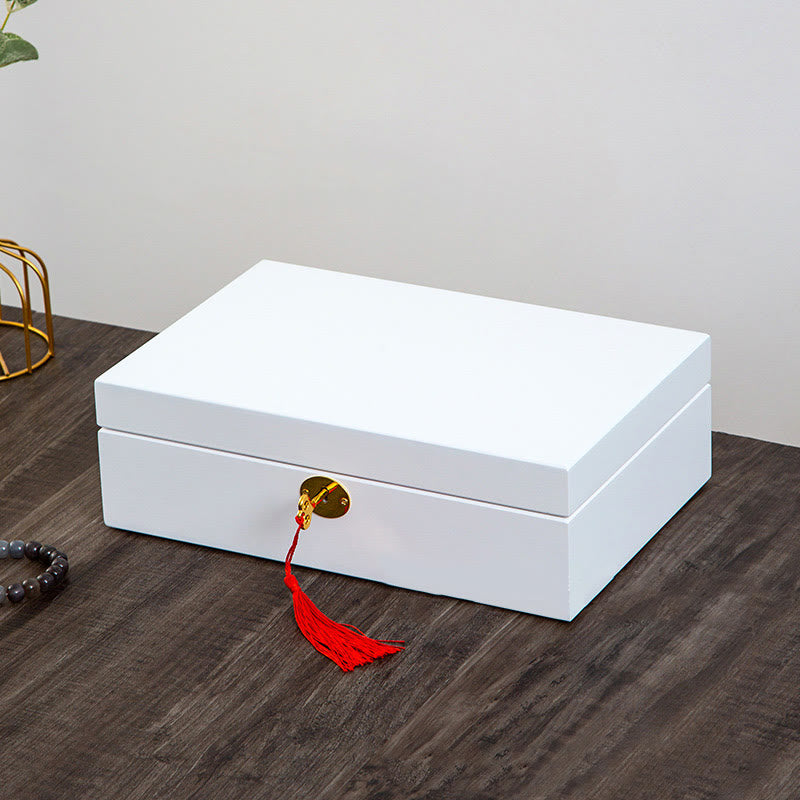 KarmaRipple's Vintage Wooden Jewelry Box Two-Layer Solid Wood Jewelry Storage Box p30