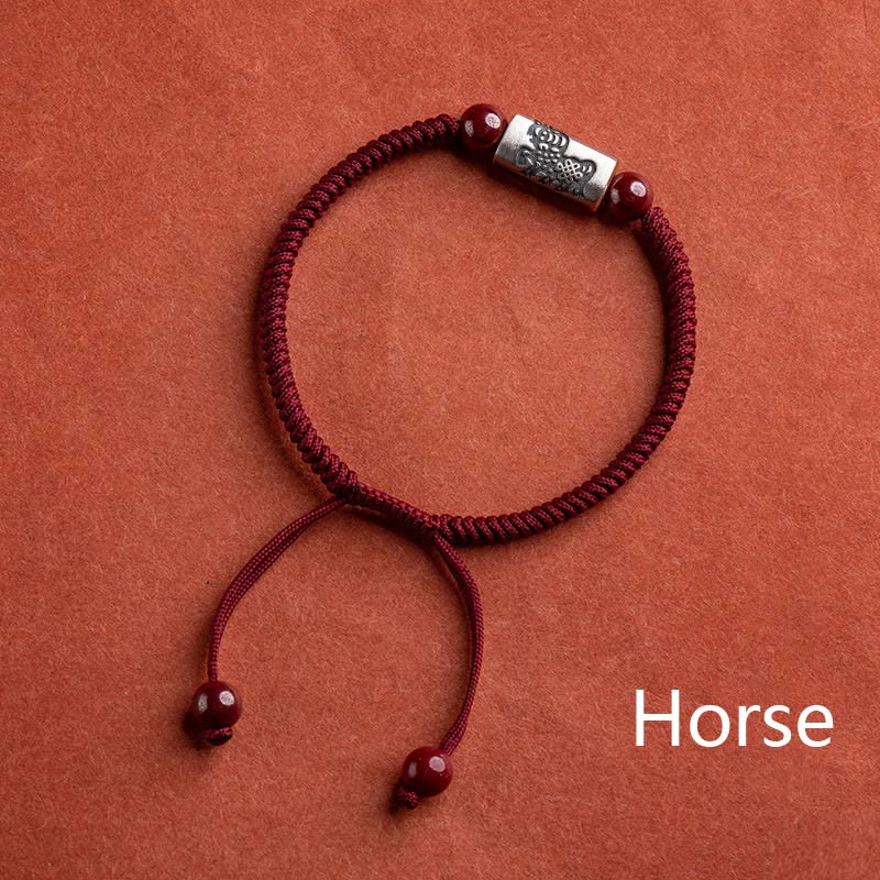 KarmaRipple's 925 Sterling Silver 12 Chinese Zodiac Cinnabar String Bracelet p42