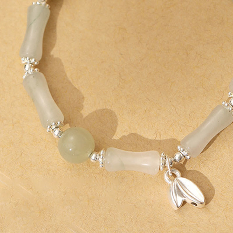 KarmaRipple's 925 Sterling Silver Authentic Tianshan Jade Bamboo Talisman Fortune Bracelet p3
