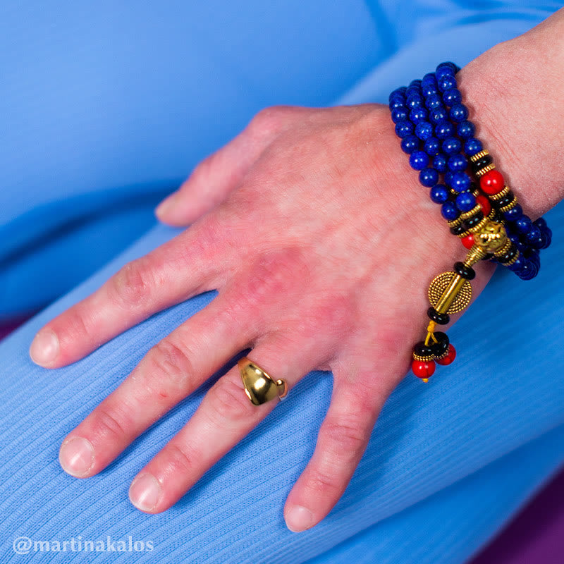 KarmaRipple's Tibetan Mala Lapis Lazuli Positive Bracelet p6