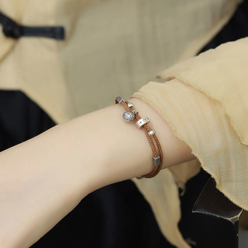 KarmaRipple's 925 Sterling Silver Gold Swallowing Beast Koi Fish Wealth Handcrafted Woven Bracelet p11