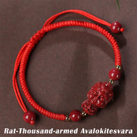 Bracelet de bénédiction en fil de cinabre avec amulette du zodiaque chinois de KarmaRipple