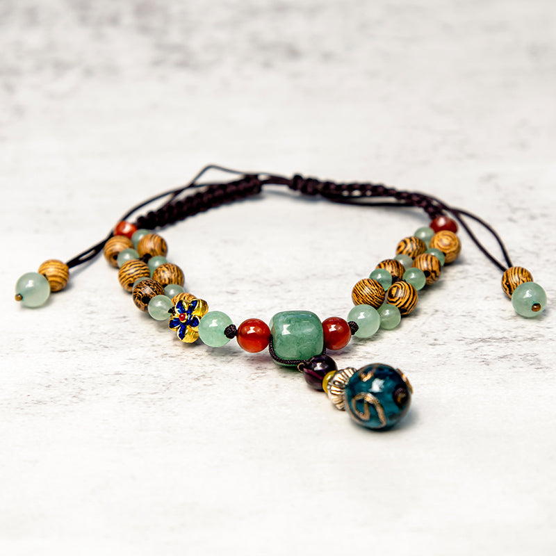 KarmaRipple's Wenge Wood Green Aventurine Balance Protection Anklet p5