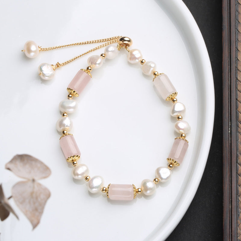 KarmaRipple's Green Aventurine Pearl Pink Gemstone Bead Fortune Bracelet p2