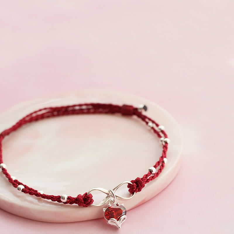 KarmaRipple's Love Heart Infinity Symbol Woven String Anklet p9