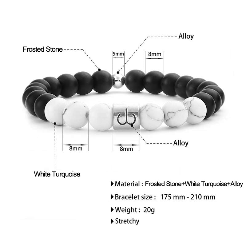 KarmaRipple's 12 Constellations of the Zodiac Authentic Frosted Stone Ivory Turquoise Bead Fortune Bracelet p18