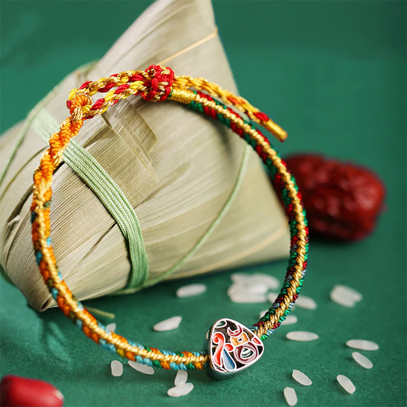 KarmaRipple's 925 Sterling Silver Dragon Boat Festival Fu Character Zongzi Pattern Fortune Handmade Multicolored Child Adult Bracelet p2