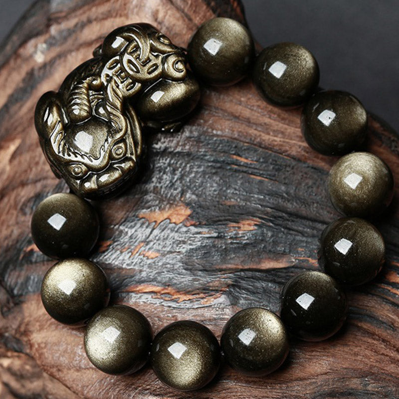 KarmaRipple's FengShui PiXiu Golden Obsidian Protection Bracelet p8
