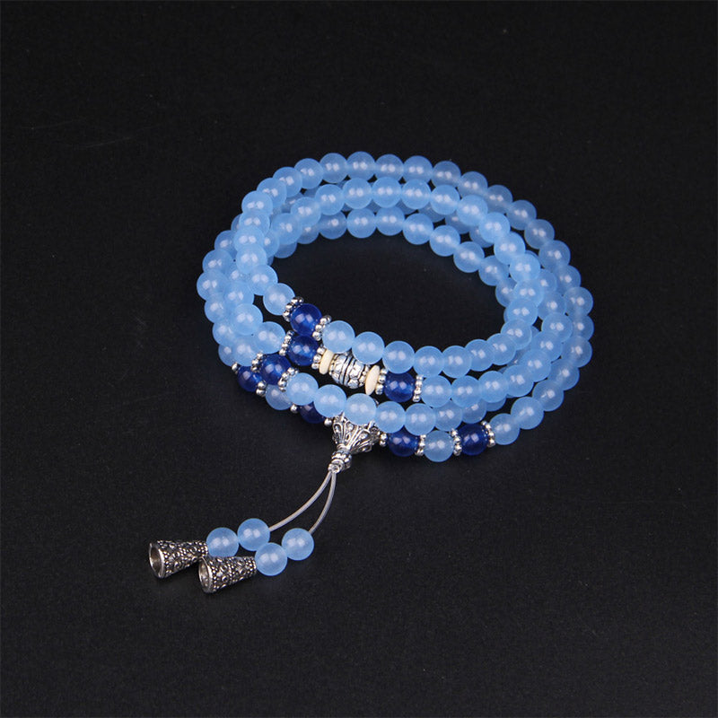 KarmaRipple's 108 Beadwork Blue Gemstone Balancing Bracelet Mala p6