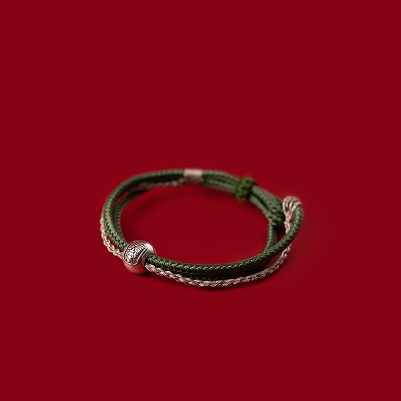 KarmaRipple's 925 Sterling Silver Tibetan Zakiram Goddess of Wealth Fortune Rope Bracelet p24