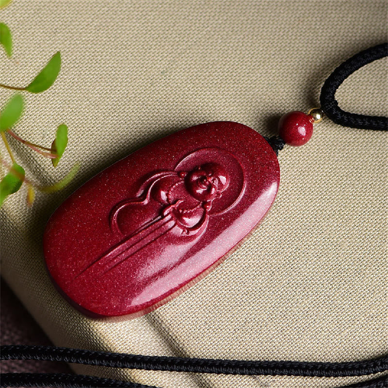KarmaRipple's Laughing Buddha Yin Yang Chinese Zodiac Gourd Authentic Cinnabar Blessing Pendant Necklace p5
