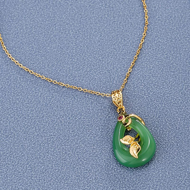 KarmaRipple's Jade Oval Pattern Blessing Fortune Pendant Necklace p3