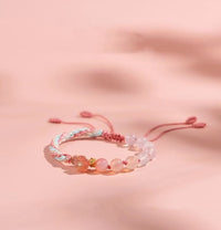 Bracelet en fil fait main authentique en agate dégradée de KarmaRipple, tissage de réincarnation, fleur de pêcher, richesse, fortune