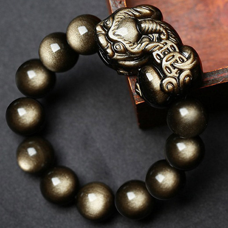 KarmaRipple's FengShui PiXiu Golden Obsidian Protection Bracelet p2