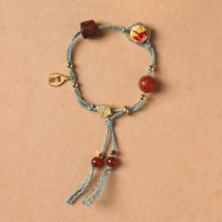 Bracelet en corde porte-bonheur en jade Hetian Fu, fait main par KarmaRipple