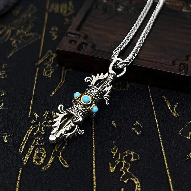 KarmaRipple's Tibet Vajra Dorje Pattern Bronze Fortune Wealth Metal Pendant Necklace p4